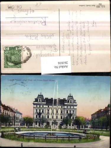 261816,Leoben Kaiser Josef-Platz m. Grand Hotel Gärner Springbrunnen