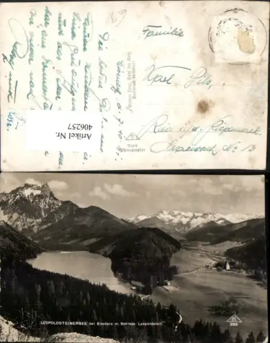 406257,Leopoldsteinersee See b. Eisenerz m. Schloss Leopoldstein Bergkulisse