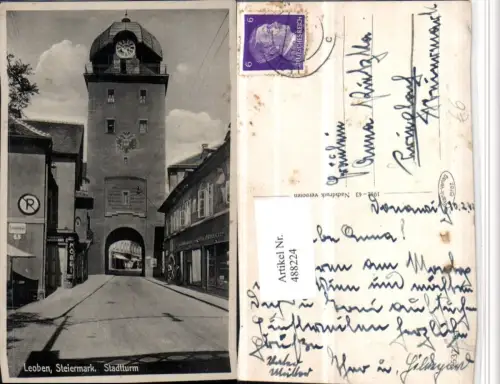 488224,Leoben Stadtturm Turm Tor Straßenansicht