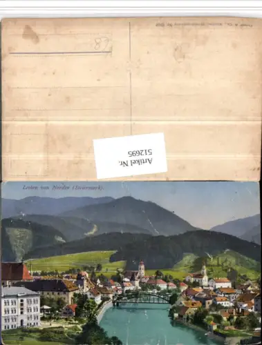 512695,Leoben Teilansicht Fluss Brücke Bergkulisse pub Purger e Co 8560