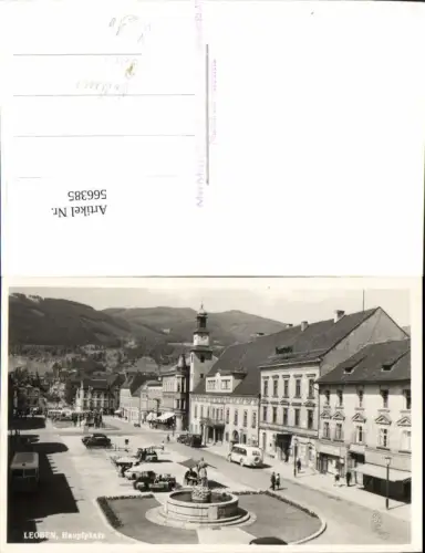 566385,Foto-AK Leoben Hauptplatz Bus Autobus Postbus pub Max Mayer