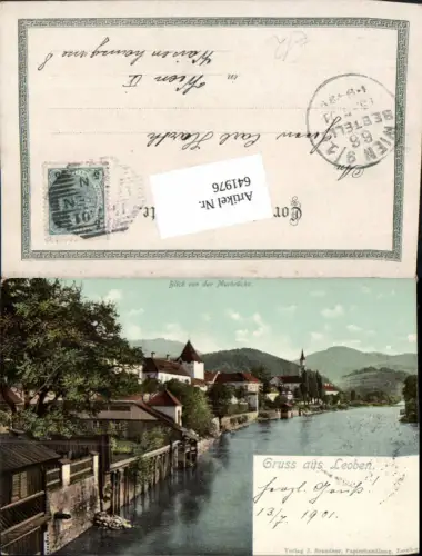 641976,Gruss aus Leoben Blick v.d. Murbrücke 1901