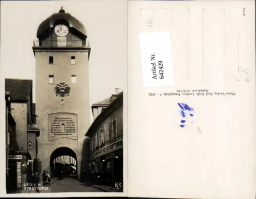 642429,Leoben Stadtturm Straßenansicht Warenhaus pub Karl Krall