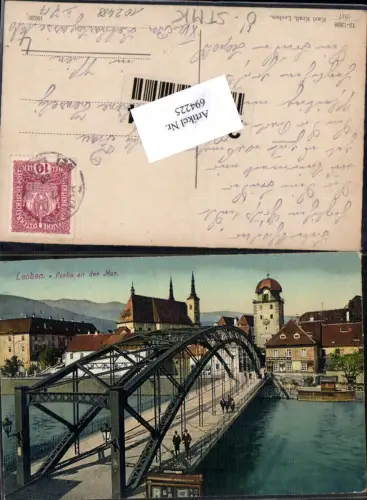 694225 Leoben Partie an der Mur Brücke pub Karl Krall 15-1308/1917