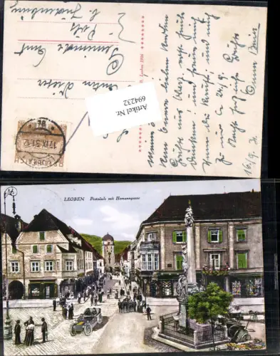 694232 Leoben Hauptplatz Homanngasse Pestsäule pub Karl Krall 1076 gel Pöls Judenburg