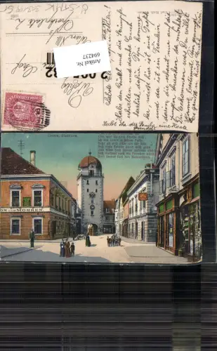 694237 Leoben Hauptplatz Stadtturm Leute pub Karl Krall