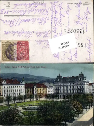 694245 Leoben Kaiser Josef Platz Grand Hotel Gärner pub Karl Krall 11-18-992/1918