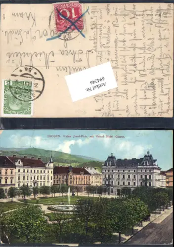 694246 Leoben Kaiser Josef Platz Grand Hotel Gärner pub Karl Krall 10/992
