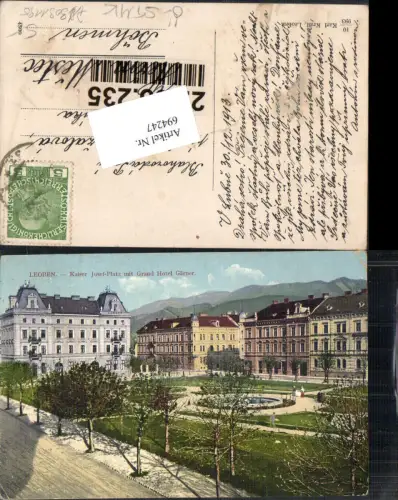 694247 Leoben Kaiser Josef Platz Grand Hotel Gärnerpub Karl Krall 10/993