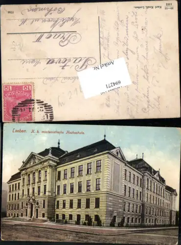 694271 Leoben K.K. Montanistische Hochschule Bergbau pub Karl Krall 10-11/1103