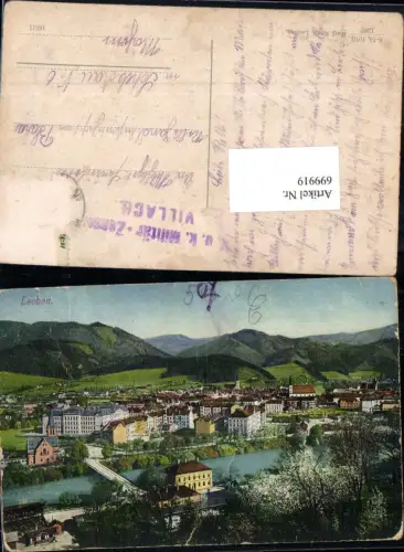699919 Leoben Feldpost Militär Zensur Villach gel. Schebetau Mähren