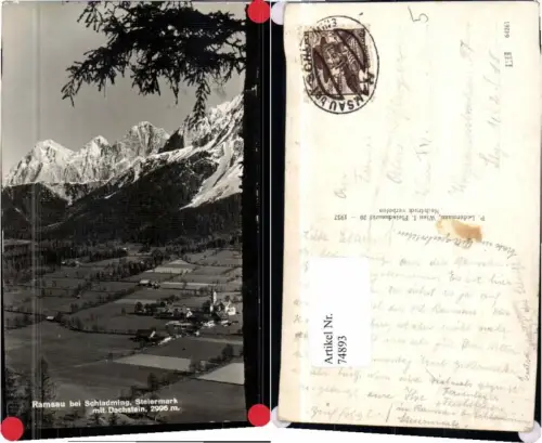 74893,Ramsau bei Schladming m. Dachstein 1937