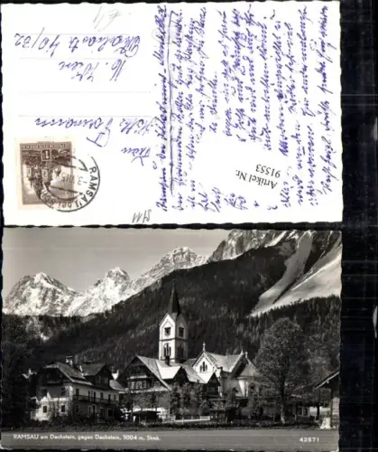 91553,Ramsau Ortsansicht gegen Dachstein