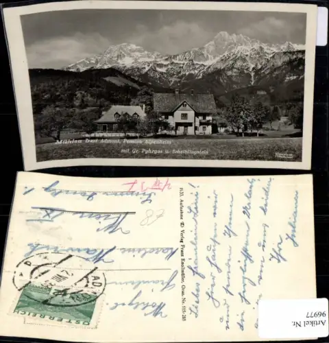 96977,Mühlau bei Admont Pension Alpenheim mit Gr. Pyhrgas u. Scheiblingstein 1937