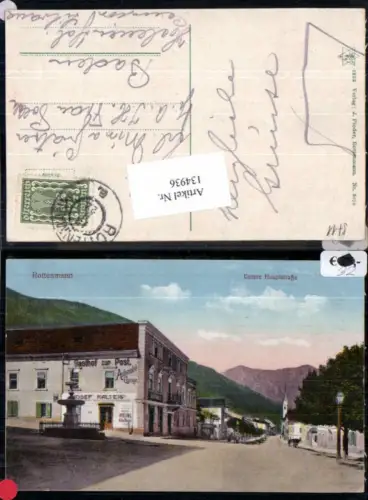 134936,Rottenmann Untere Hauptstrasse Gasthaus zur Post Josef Kalteis 1920
