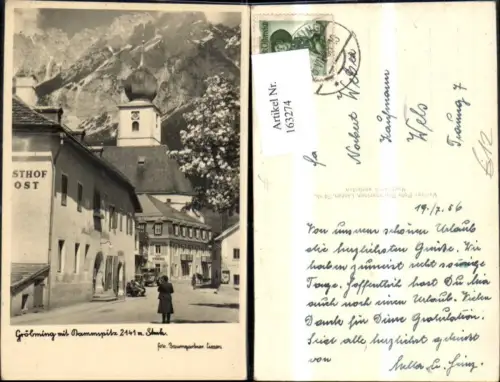 163274,Gröbming m. Kammspitze Strassenansicht m. Personen Hotel Spanberger 19+56