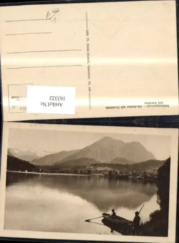 163322,Salzkammergut Altaussee m. Dachstein Ansicht m. Ruderboot Personen pub F E Brandt 085