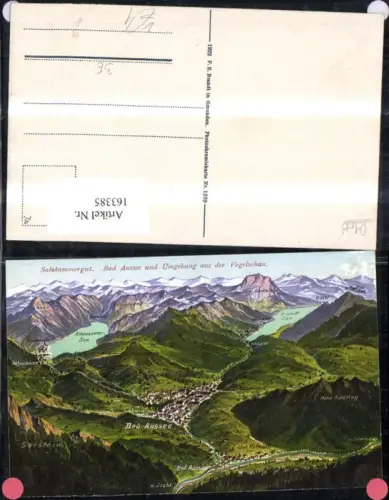 163385,Salzkammergut Bad Aussee u. Umgebung a. d. Vogelschau pub F E Brandt 1299