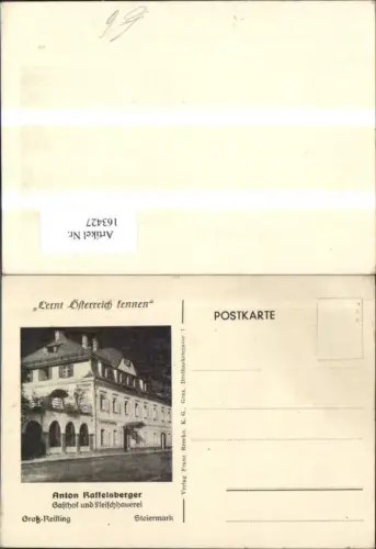 163427,Reklame Ak Großreifling Anton Raffelsberger Gasthof u. Fleischhauerei
