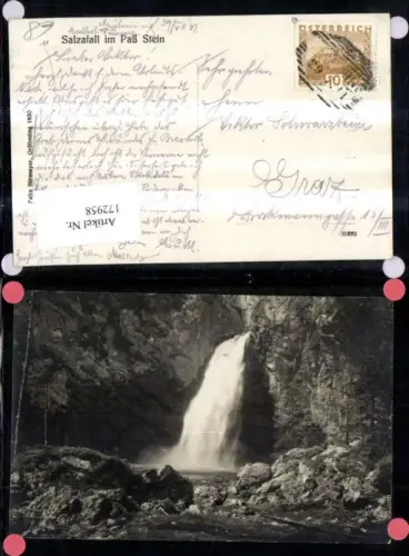 172958,Salzafall i. Paß Stein 1931 Wasserfall Gröbming