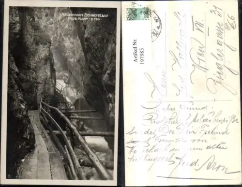 197985,Wörschach Schwefelbad Wilde Klamm II Teil Foto Ak Bahnpost Zug 318 Bischofshofen Bruck a. d. Mur