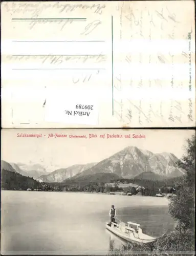 209789,Salzkammergut Alt-Aussee Blick auf Dachstein u. Sarstein Boot