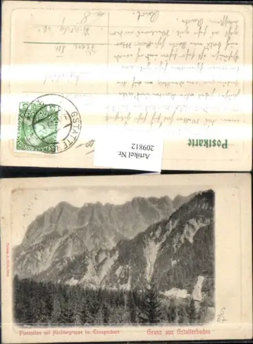 209812,Präge AK Gruß aus Gstatterboden Planspitze m. Hochtorgruppe im Ennsgesäuse