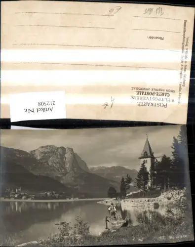 212508,Grundlsee Ansicht m. Kirche Ruderboot Boot