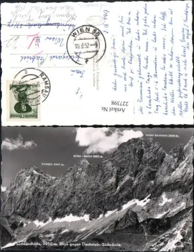 227398,Südwandhütte Berghütte Blick geg. Dachstein Torstein Mitter-Spitze Hoher Dachstein b. Ramsau b. Schladming