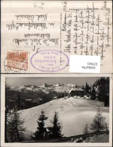227415,Theodor Karl Holl Haus Berghütte geg. d. Dachstein b. Tauplitz Winterbild
