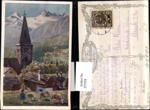 227558,Künstler AK Hofecker Alt-Aussee Kirchenturm