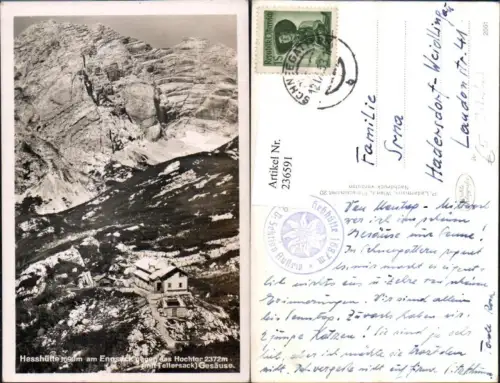 236591,Hesshütte Berghütte am Enneck geg. d. Hochtor m. Tellersack im Gesäuse b. Johnsbach