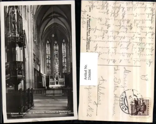 236604,Admont Innenansicht d. Stiftskirche Hochaltar u. Predigtstuhl Kanzel