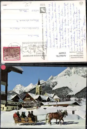 236699,Ramsau am Dachstein Teilansicht m. Blick zum Dachstein Pferdeschlitten Winterbild