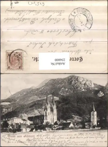 236800,Gruß aus Admont Teilansicht Kirche Stift m. d. Sparafeld