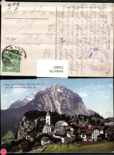 236807,Pürgg im Ennstal Totale m. d. Grimming pub Purger u. Co 10468 17. Schuhplattler-Kirtag 1911 Stempel