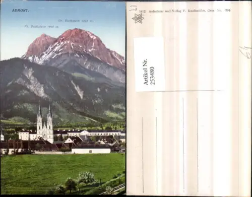 253480,Admont Teilansicht Stift Kirche m. Kleiner u. Großen Buchstein