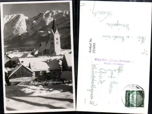 253495,Mitterndorf Teilansicht Kirche m. Grimming Winterbild pub Josef Kain