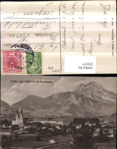 253577,Grüße aus Admont Totale Stift Bergkulisse
