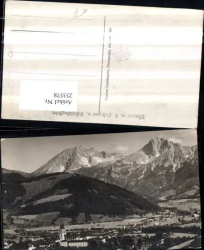 253578,Admont Totale Stift m. d. Pyhrgas u. Scheiblingstein Bergkulisse