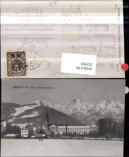 253582,Admont Teilansicht Stift m. d. Hallermauern Bergkulisse Winterbild