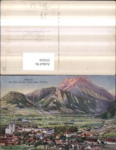 253624,Künstler AK Admont Totale Stift m. d. Großen Buchstein Bergkulisse