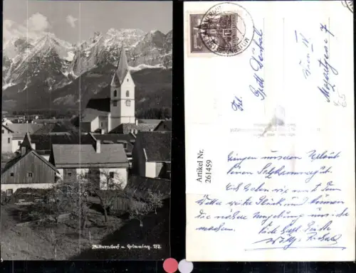 261459,Mitterndorf Teilansicht Kirche m. Grimming Bergkulisse pub Helmut Kain