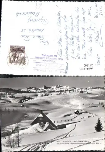 261502,Tauplitzalm b. Tauplitz m. Grazer Hütte Naturfreundehaus u. Dachstein Bergkulisse Winterbild