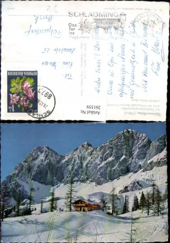 261559,Türlwandhütte Berghütte m. Dachsteinsüdwände Bergkulisse b. Ramsau Winterbild