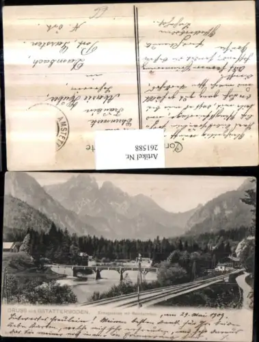 261588,Gruß aus Gstatterboden Ennsgesäuse m. Reichenstein Bergkulisse Brücke