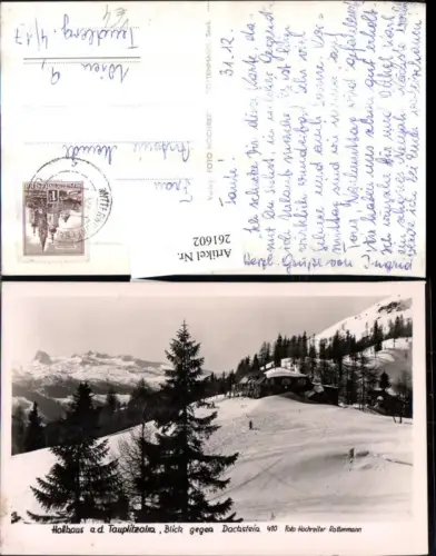 261602,Hollhaus auf d. Tauplitzalm b. Tauplitz Blick geg. Dachstein Winterbild pub Foto Hochreiter