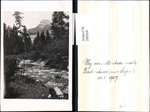 280264,Foto AK Weg von Altaussee nach Bad Aussee Bach Bergkulisse Partie
