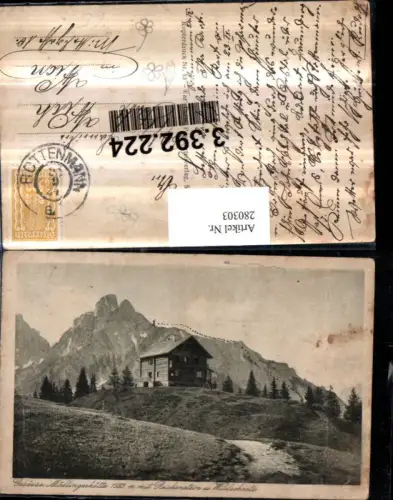 280303,Gesäuse Mödlingerhütte Berghütte m. Reichenstein u. Wildscharte Bergkulisse b. Johnsbach