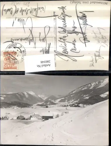 280348,Foto AK Mitterndorf Teilansicht Bergkulisse Winterbild pub Josef Kain